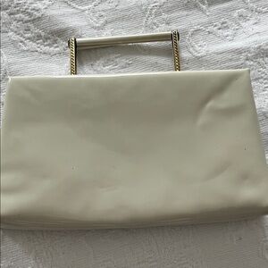 Chic Cream Clutch with Gold Handle